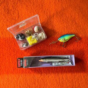 Fishing Stuff! NEW Rapala Husky Jerk 12 Lure, Another Lure, Box of Necessities